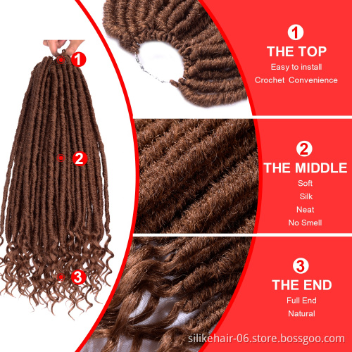 New Wavy Goddess Ombre Faux Locs Curly  crochet braids fire retardant fiber material locs soft dreads braids for black women
